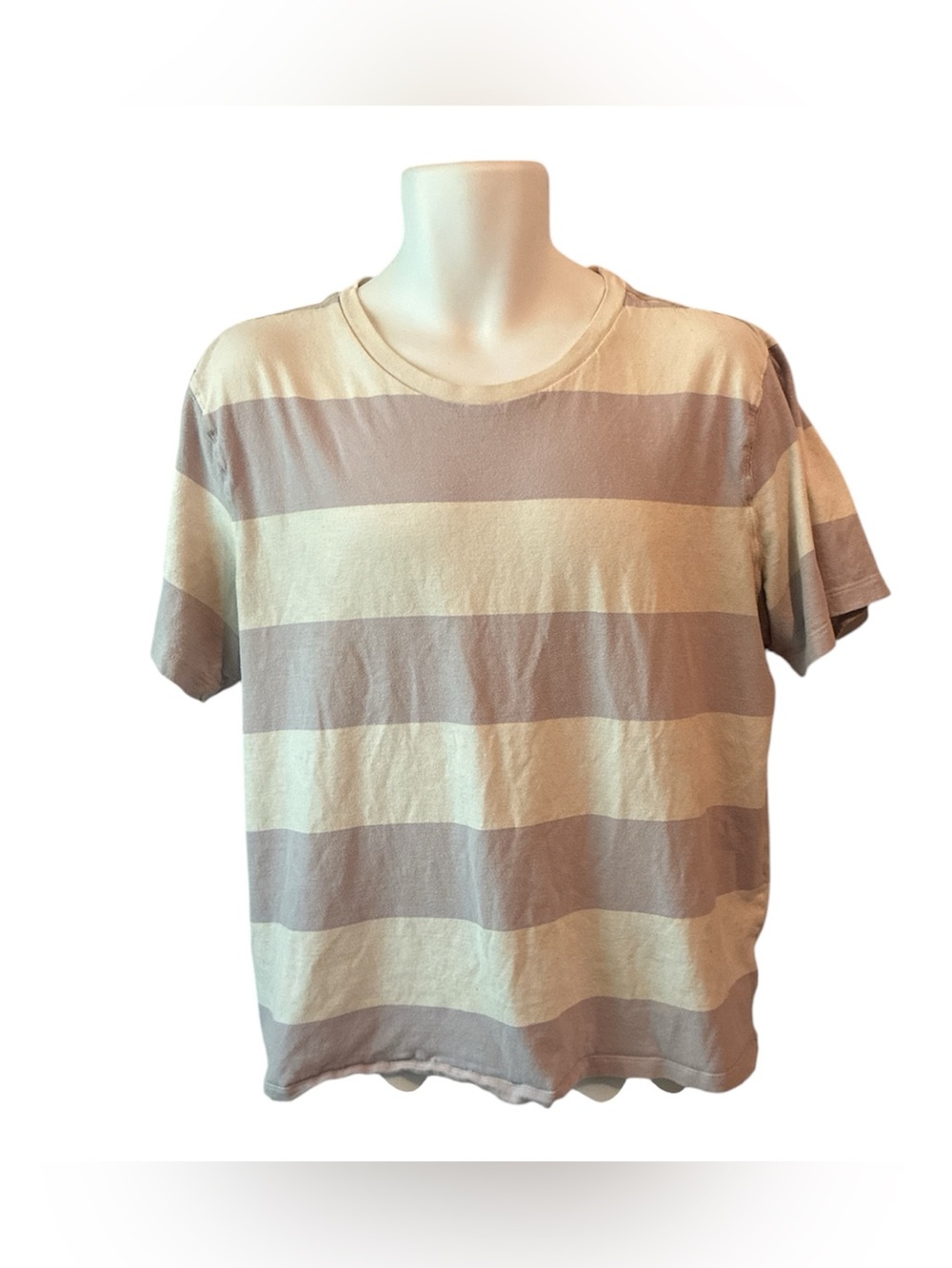 Old Navy Men Striped Short Sleeve Core Crew T Shirt Size Large Purple Stripe